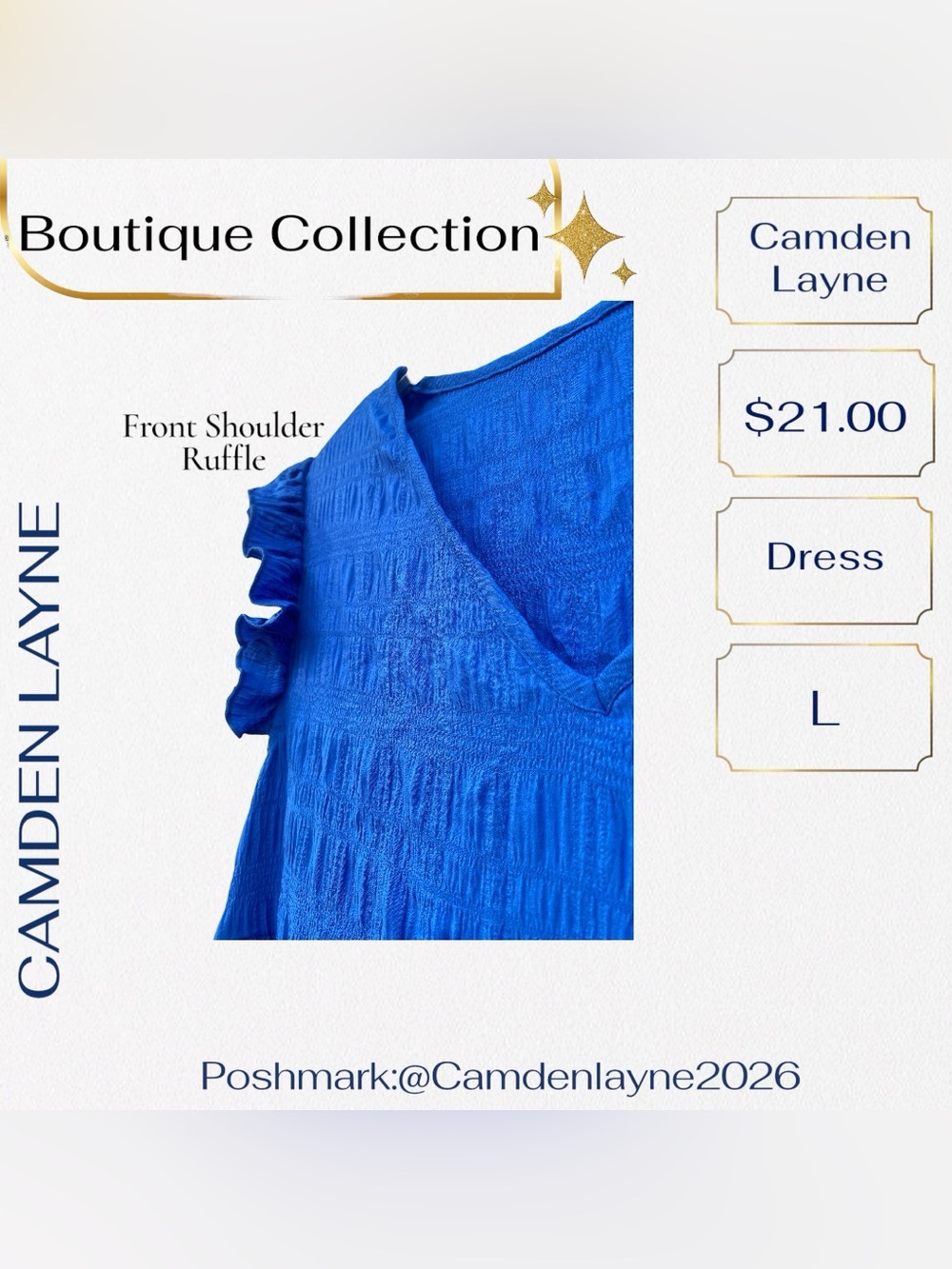 Vivid Blue V-Neck Tiered Maxi Dress - Picture 6 of 8